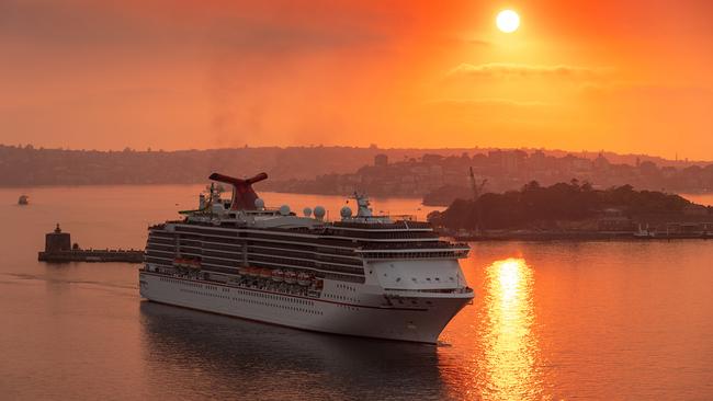 Carnival Splendor in a smoke-shrouded Sydney. Picture: Tim Faircloth