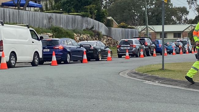 The drive-through queue at Edens Landing in Logan on Tuesday, August 3.