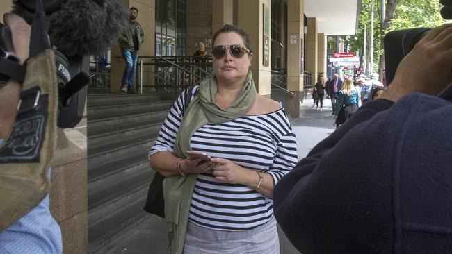 Tziporah Malkah leaves the magistrates’ court in Melbourne. Picture: AAP