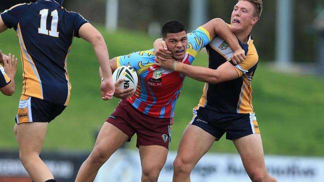 David Fifita shrugs off a tackle while playing for Keebra Park.