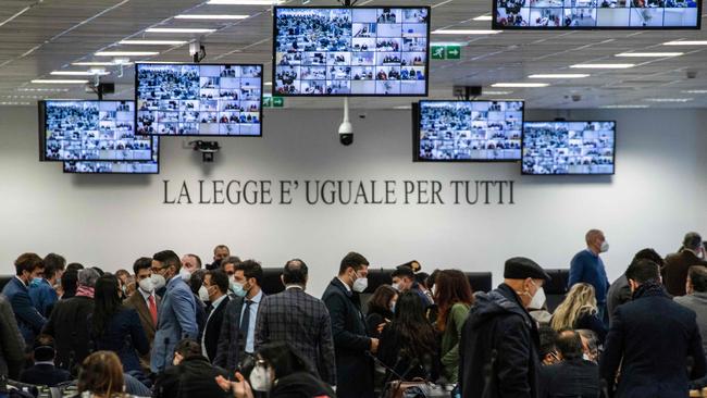 A view of the special courtroom hosting the trial of Calabria's 'Ndrangheta mafia group. Picture: AFP