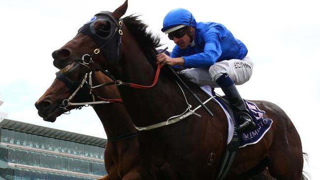 Hugh Bowman started Derby Day with s win on Ranier in the Carbine Club Stakes. Picture: Getty Images