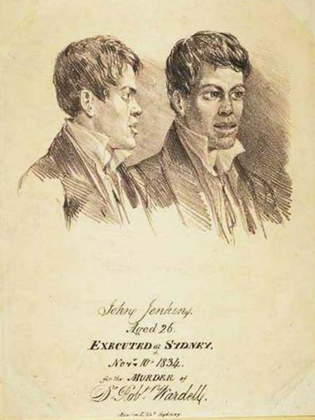 A drawing of 26-year-old John Jenkins after his execution by John Gardiner Austin.