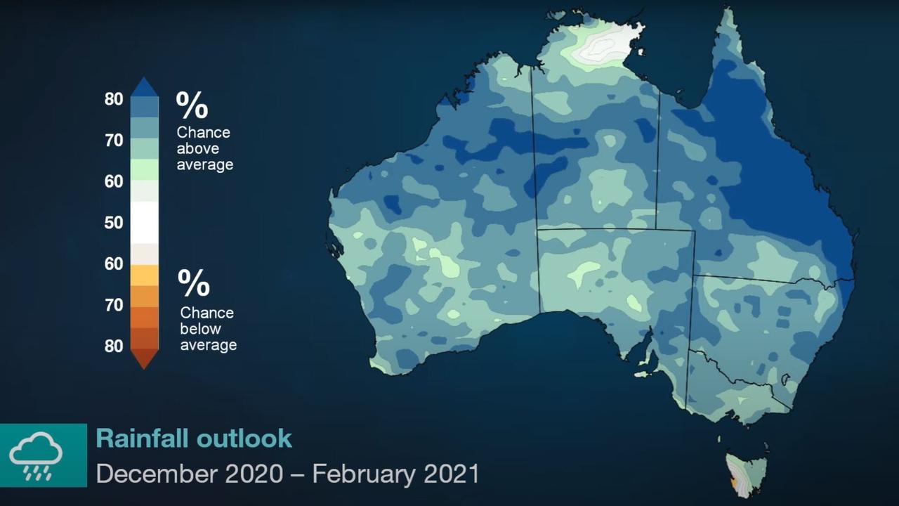 The outlook is still for a wet summer particularly in Queensland. Picture: BOM.