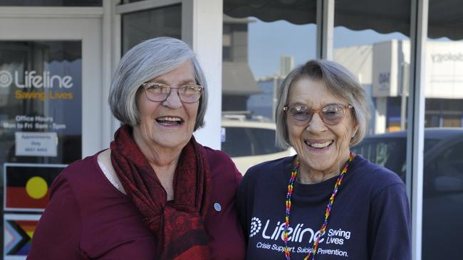 Madeline Parish (left) joined Lifeline at the same time as fellow volunteer Lyn Anderson. They did their training together. Photo: Tim Jarrett