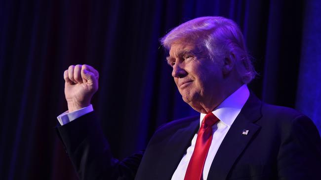 US President-elect Donald Trump celebrates with supporters in New York.