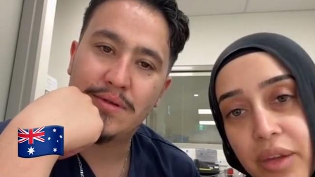 Bankstown Hospital nurses Rashad Nadir and Sarah Abu Lebdeh were filmed declaring they refuse to treat Israeli patients.