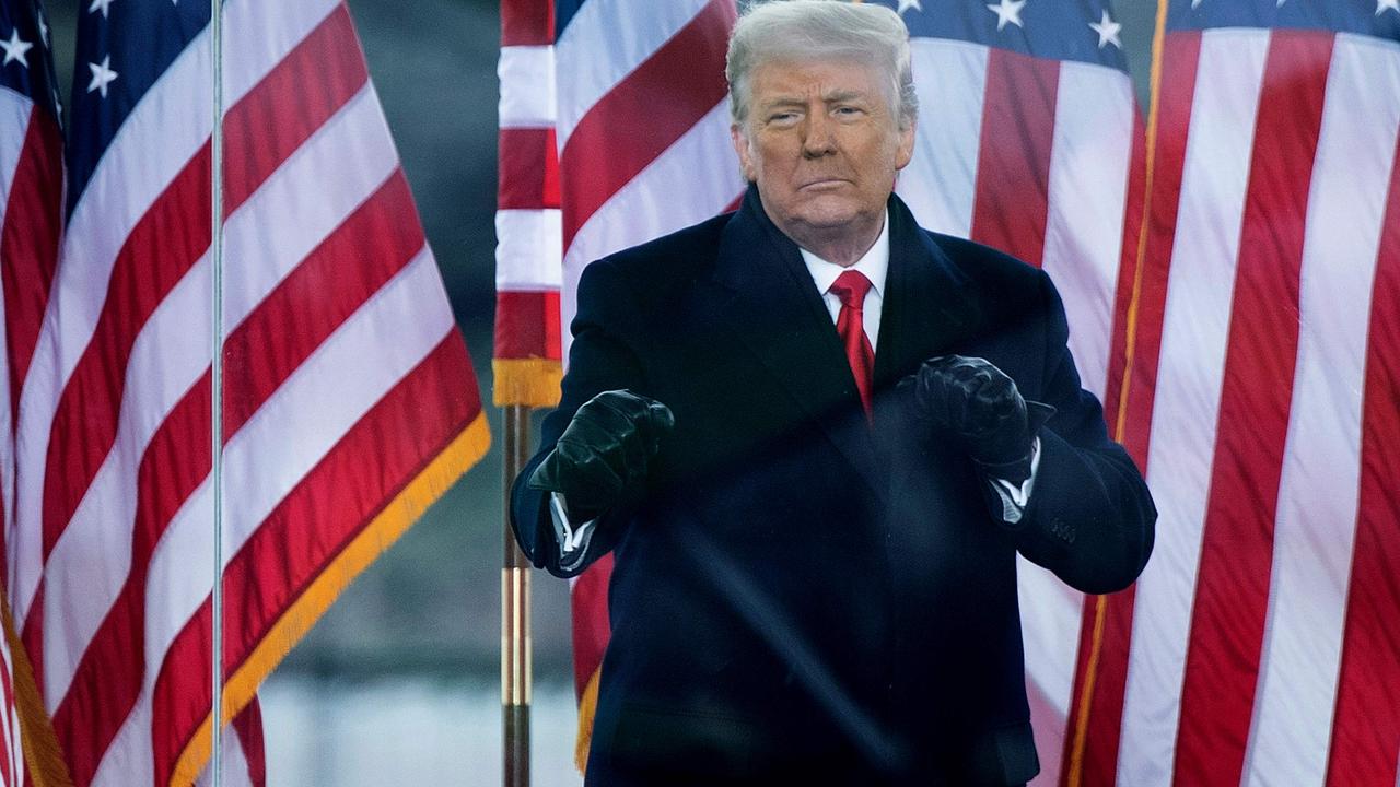 Mr Trump addressed his supporters at the Ellipse, near the White House, just before the violence broke out at the Capitol. Picture: Brendan Smialowski/AFP