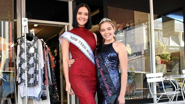 Top seven senior finalist Madisyn Ninness, 18, and Junior Miss Teen Australia Brianne Ninness, 14. Picture: Jessica Perkins