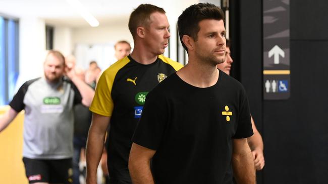 Tiger veterans Jack Riewoldt and Trent Cotchin. Picture: Quinn Rooney/Getty Images.