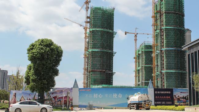 Work is halted at the under-construction Evergrande Cultural Tourism City, a mixed-used residential-retail-entertainment development, in Taicang, Suzhou city, last September. Picture: AFP