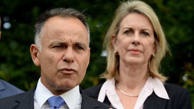 MELBOURNE, AUSTRALIA - NewsWire Photos DECEMBER 08, 2022: New Victorian Opposition leader John Pesutto speaks to the media at Parliament House in Melbourne with new Deputy David Southwick and Georgie Crozier. Picture: NCA NewsWire / Andrew Henshaw