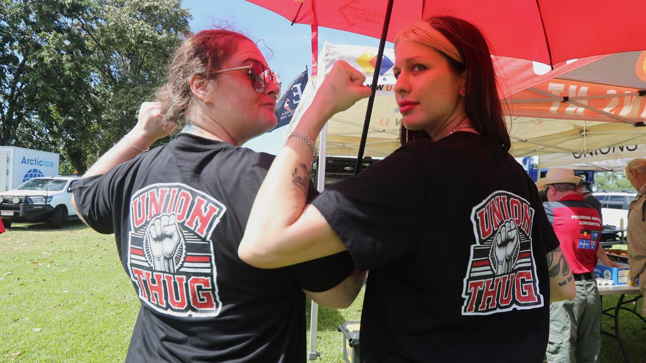Hundreds of Territorians marched through Darwin for the annual May Day march, celebrating union victories including the eight-hour work week, on Monday, May 5. Picture: Zizi Averill