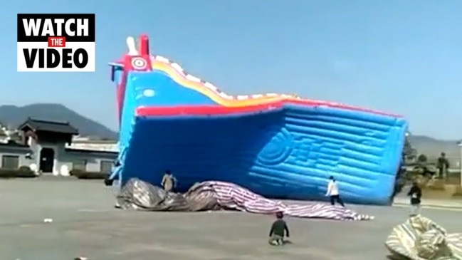 Jumping castle lifts off ground in China