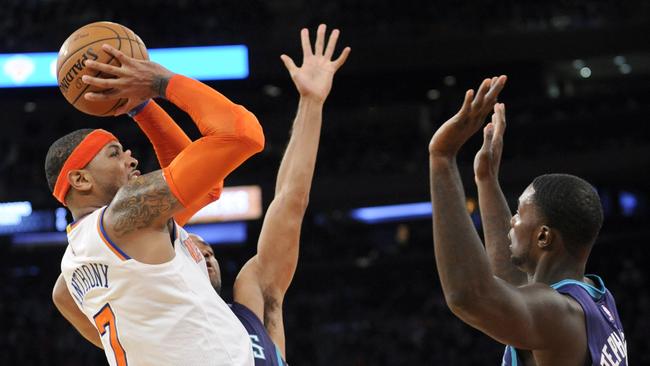 Carmelo Anthony scored his 20,000th career point in his team’s win against Charlotte.