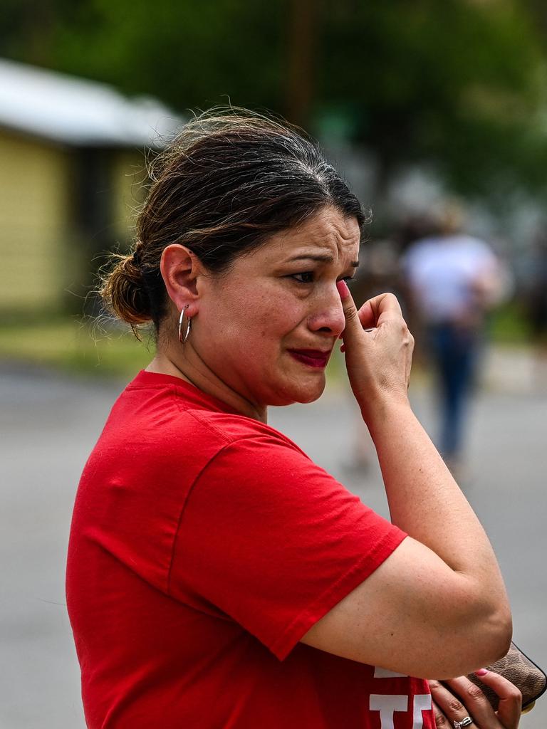 A mourner outside a funeral home in Uvalde, Texas, on Monday. Picture: Chandan Khanna/AFP