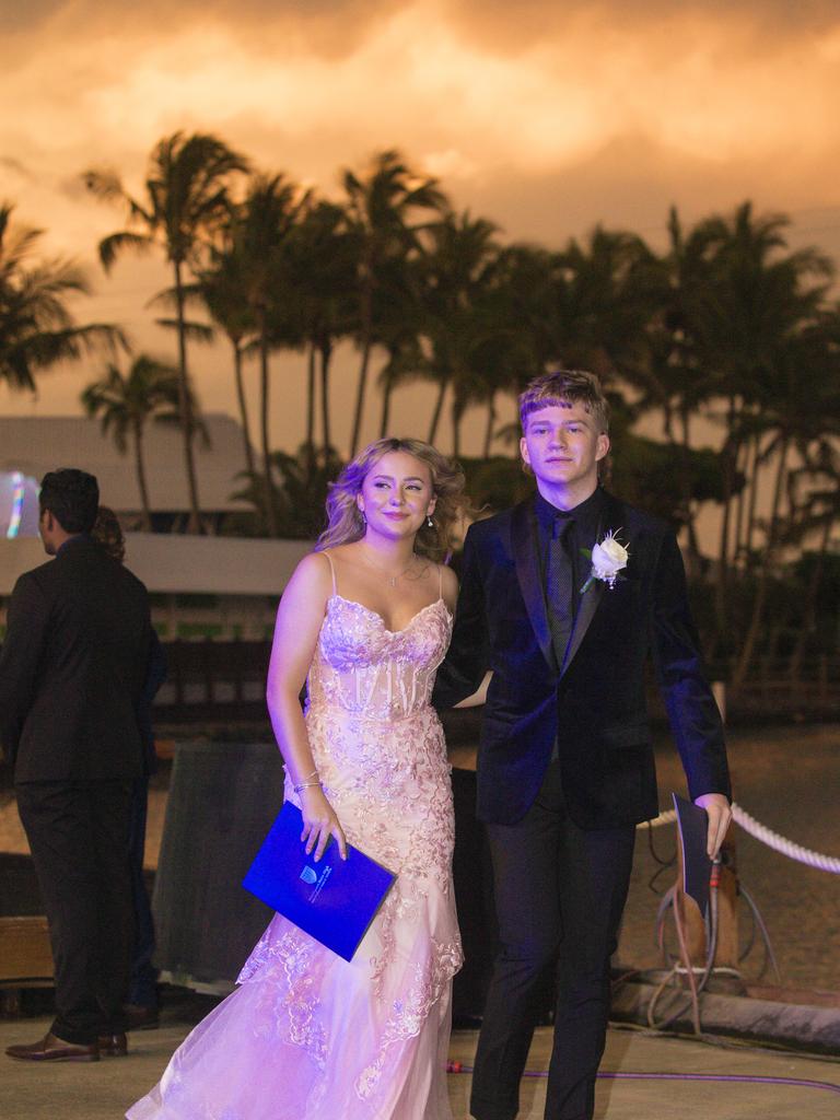 Taleisha Rafton and Dylan Haaja among the arrivals at the Southport State High school formal held at Sea World. Picture: Glenn Campbell