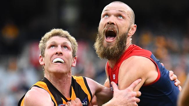 Max Gawn dominated the ruck battle against Ben McEvoy.