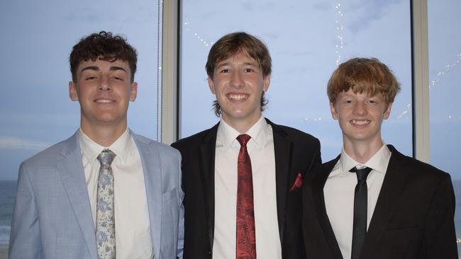 Tallon, Rhys and Spencer at the Caloundra City Private School formal 2024.