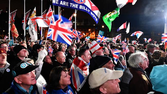 Pro Brexit supporters attend the 2020 Brexit Day Celebration Party, 188 weeks after the 2016 referendum. A study of the Brexit vote found “educational attainment alone” could be used to predict the results in more than 90 per of British local council areas Picture: Jeff J Mitchell/Getty Images