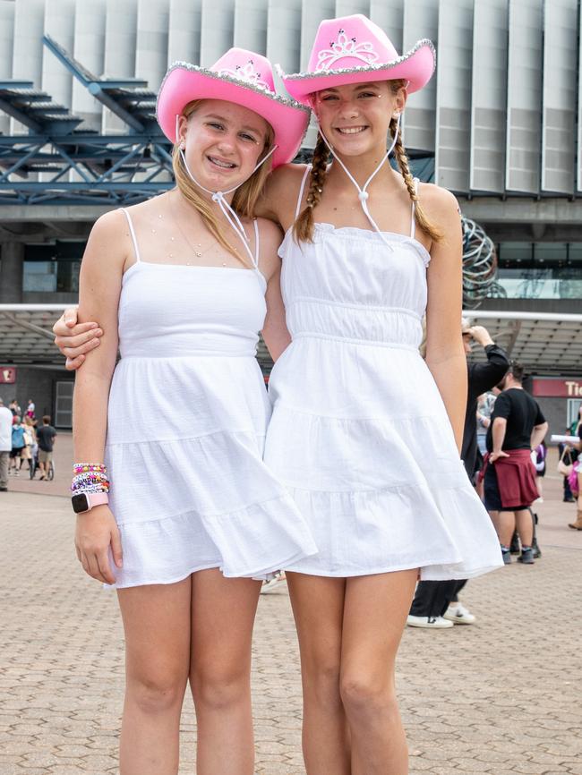 SYDNEY, AUSTRALIA - Daily Telegraph Photos February 26, 2024: Charlotte and Ashley at Taylor Swift's The Eras Tour concert held at Accor Stadium in Sydney. Picture: Christian Gilles