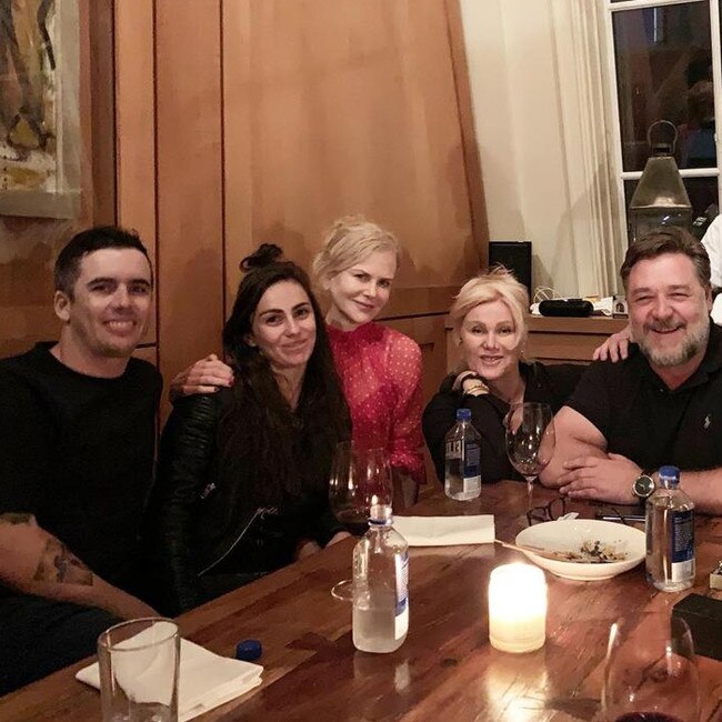 Amy Shark and husband Shane Billings at dinner with Nicole Kidman, Deborra-lee Furness and Russell Crowe in New York. Photo: @shanebillings