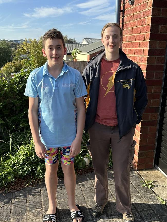 Geelong Underwater Hockey players Sarah Joordens and Lucas Cooke. Picture: Geelong Underwater Hockey.