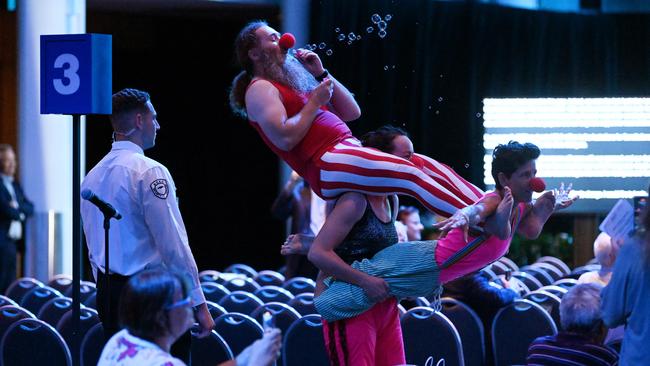 Climate activists protest during ANZ Bank’s Annual General Meeting (AGM) in Brisbane. Picture: Dan Peled / NCA NewsWire