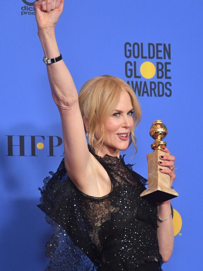 Nicole Kidman with her best actress award. Picture: AFP