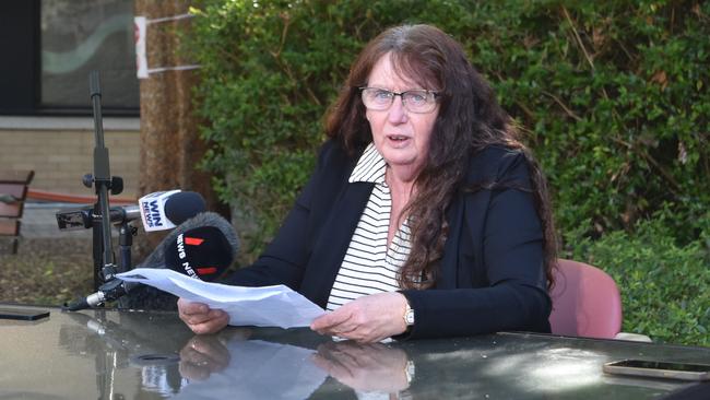 Fiona Coffey addressing the media about her daughter's condition. Picture: Sam Turner