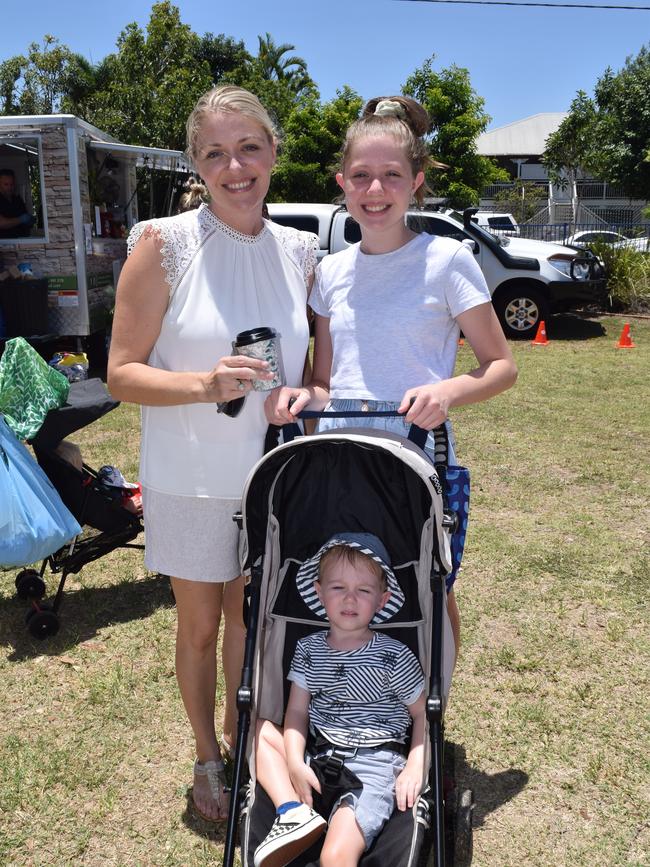 (Back) Charlie and Ava Hayman with (front) Lincoln Hayman at the Proserpine Community Christmas Market on Sunday, December 13. Photo: Elyse Wurm