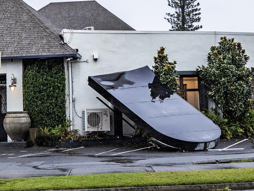 A structure came down at a business in Bundall. Picture: Nigel Hallett