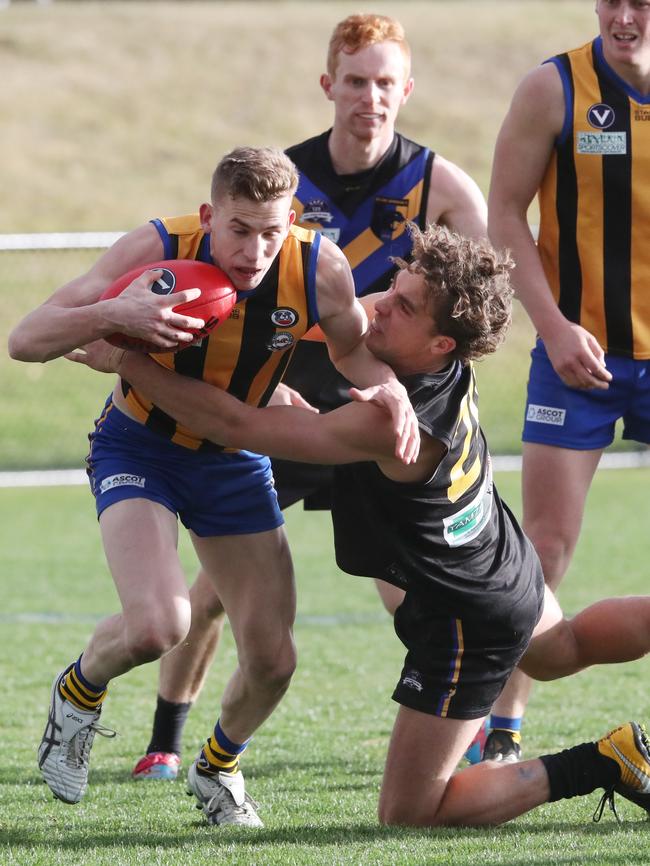 Ben Huggard in action for St Bernards during the VAFA Premier B GF. Picture: David Crosling