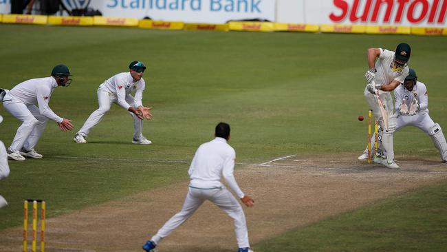 Australia's batsman Shaun Marsh plays a shot during day three of the second Test.