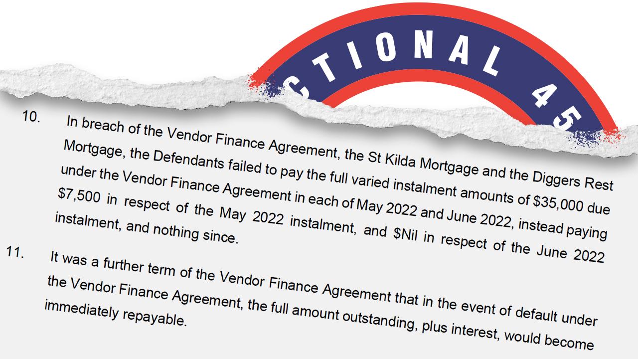 Another part of the court document where the Vendor Finance Agreement is mentioned.