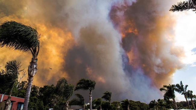 An Instagram picture posted by Chris Bowles (@cbowles14) shows the fire that engulfed Tathra on Sunday afternoon.