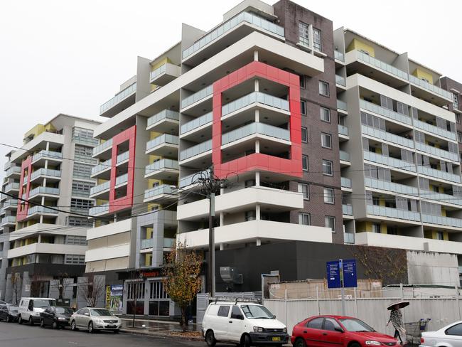 The apartment block in Bankstown where in September 2012 Connie Zhang died after jumping from a fifth floor window to escape the burning building. Picture: Jonathan Ng