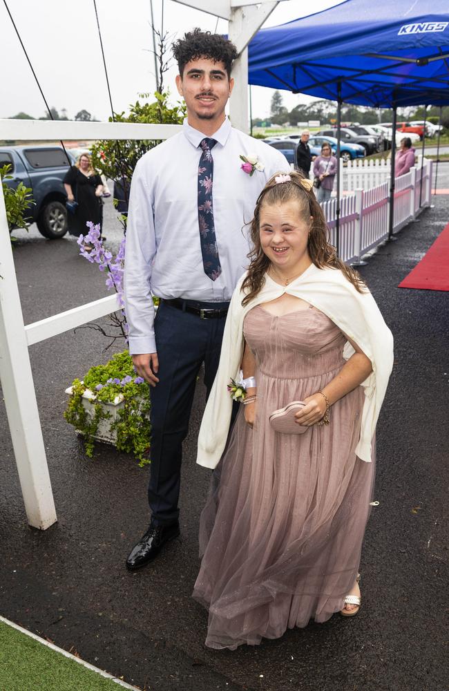 Graduate Kelitha Woodward with brother Jaiquin Woodward at Clifford Park Special School formal at Clifford Park Racecourse, Wednesday, November 20, 2024. Picture: Kevin Farmer