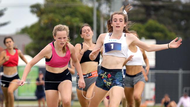 Charlotte McAuliffe (left) is a fast rising sprint talent in South Australia. Picture: Dean Martin