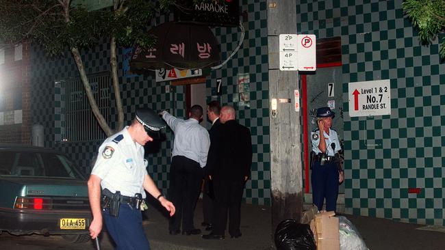 Police outside the Ding Dong Dang in 202 after a man was gunned down during a street brawl between up to youths outside the bar.