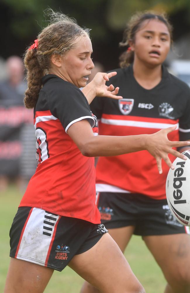Kirwan State High School hosts St Patrick's College, Mackay, in round 1 of the 2025 Aaron Payne Cup. Diaz Bowen’s kicking game was on point. Picture: Evan Morgan