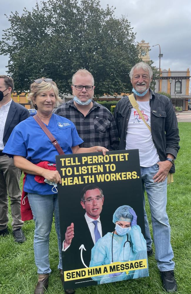 President of Goulburn District Unions (GDU), Anna Wurth-Crawford, Goulburn Mulwaree Councillor / GDU member Jason Shephard and GDU member Greg Evans.