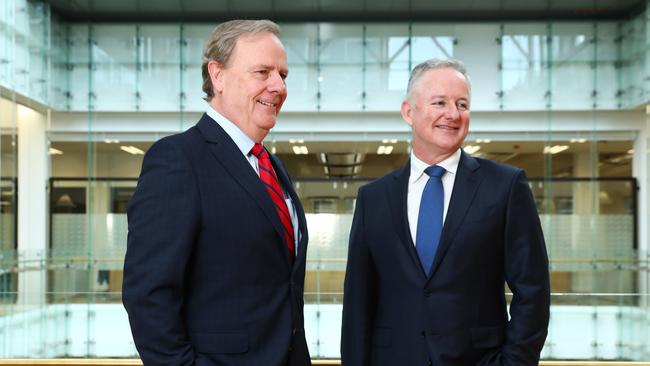 Nine chairman Peter Costello and CEO Hugh Marks. Picture: John Feder