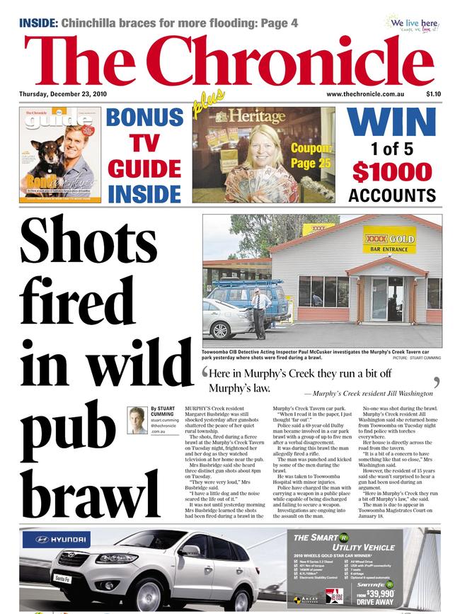 Front pages from The Toowoomba Chronicle in 2010.