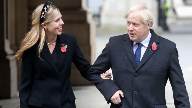 Mr Johnson (R) and Ms Symonds (L). Picture: AFP