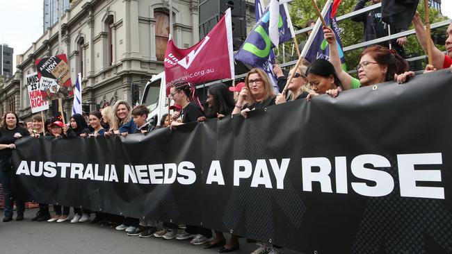 Union members call for more cash. Picture: David Crosling