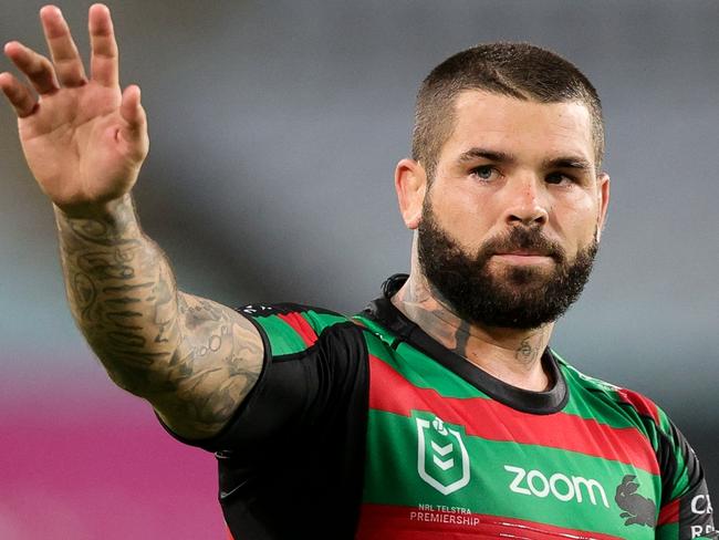 SYDNEY, AUSTRALIA - APRIL 08: Adam Reynolds of the Rabbitohs thanks the fans during the round five NRL match between the South Sydney Rabbitohs and Brisbane Broncos at Stadium Australia on April 08, 2021 in Sydney, Australia. (Photo by Speed Media/Icon Sportswire via Getty Images)