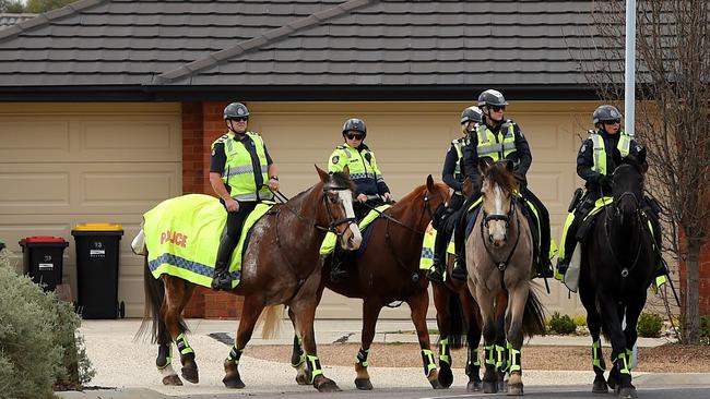 Mounted police officers are patrolling the streets of Taylors Hill. Picture: Nicole Garmston