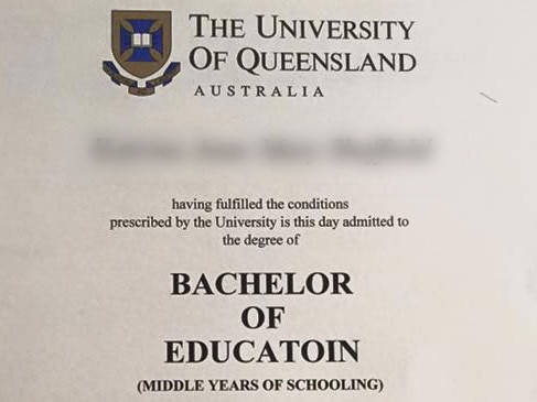 Unfortunate typo on University of Queensland teaching degree