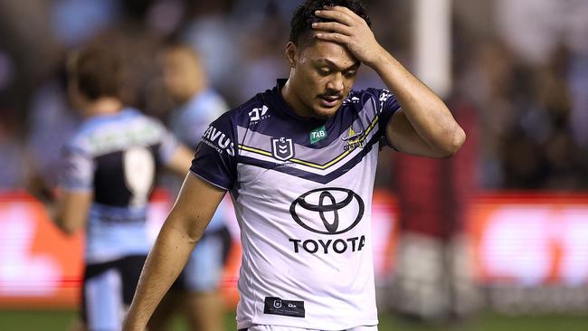 Jeremiah Nanai is sent to the sin bin after his hip-drop tackle. Picture: Cameron Spencer/Getty Images